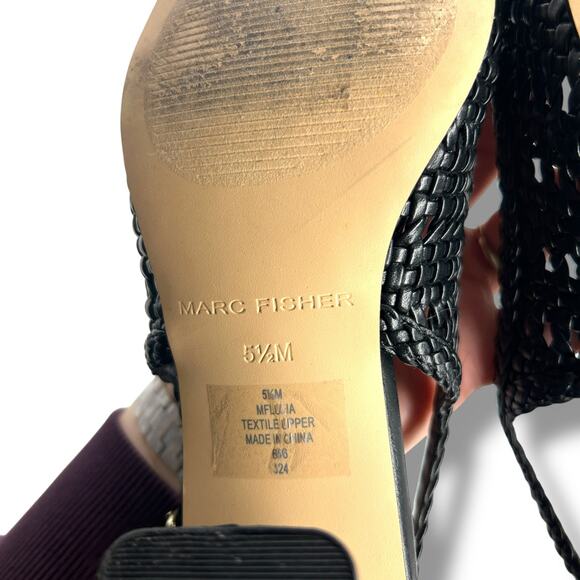 Marc Fisher Lulia Woven Slingback Pumps Black Size 5.5 Pointy Toe Block Heels - Picture 5 of 12